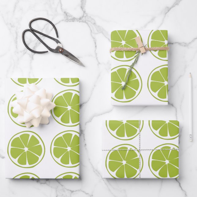Hoja De Papel De Regalo Patrón Lime Fruit Green Lime (Anverso)