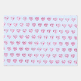 Hoja De Papel De Regalo Patrón lindo Flores de color rosado Corazón acuare