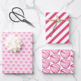 Hoja De Papel De Regalo Patrón lindo Flores de color rosado Corazón acuare