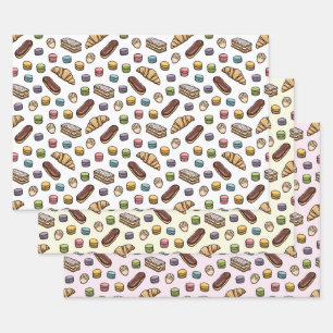 Hoja De Papel De Regalo Patrón Macaron dulce pastas francesas