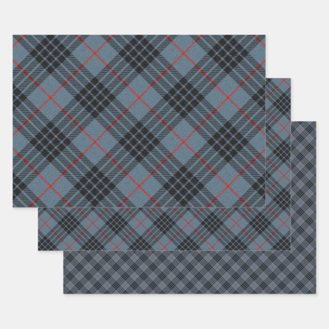 Hoja De Papel De Regalo Patrón MacKay Blue Tartan Plaid (Set)