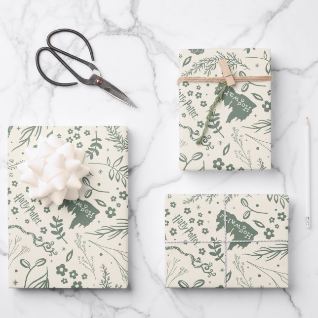 Hoja De Papel De Regalo Patrón mágico de herbología HOGWARTS™ (Anverso)