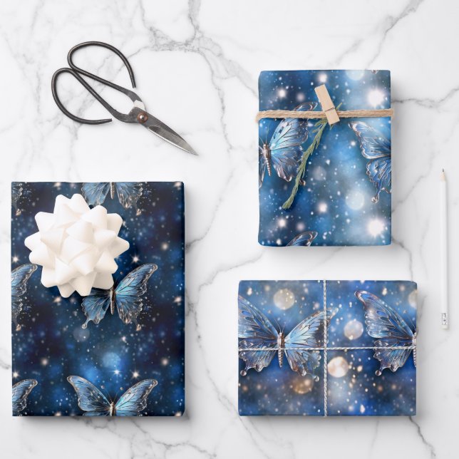 Hoja De Papel De Regalo Patrón mágico de mariposa encantado moda sin fisur (Anverso)