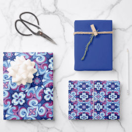 Hoja De Papel De Regalo Patrón malva, zafiro y azul polvo