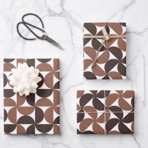 Hoja De Papel De Regalo Patrón marrón moderno de mediados de siglo