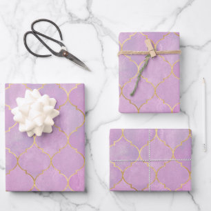Hoja De Papel De Regalo Patrón marroquí rosa dorado rubor