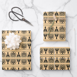 Hoja De Papel De Regalo Patrón Mediterráneo Árabe Griego Marrón