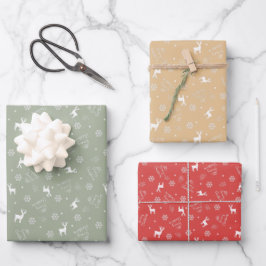 Hoja De Papel De Regalo Patrón minimalista de Navidad