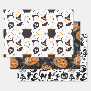 Hoja De Papel De Regalo Patrón mixto de Halloween Cute