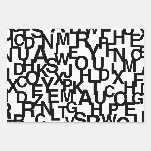 Hoja De Papel De Regalo Patrón moderno, abstracto, confuso con letras (Anverso)