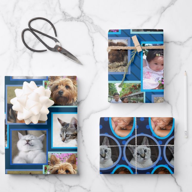 Hoja De Papel De Regalo Patrón moderno Azul oscuro en cualquier ocasión 9  (Anverso)