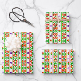 Hoja De Papel De Regalo Patrón moderno boho de punto de cruz sin fisuras f
