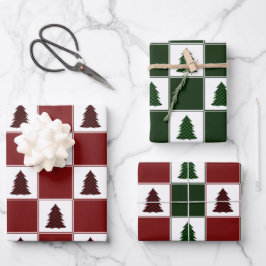Hoja De Papel De Regalo Patrón moderno de árbol de navidad con relleno de 