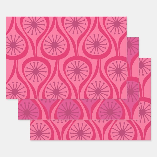 Hoja De Papel De Regalo Patrón moderno de gotas atómicas de mediados de si (Set)