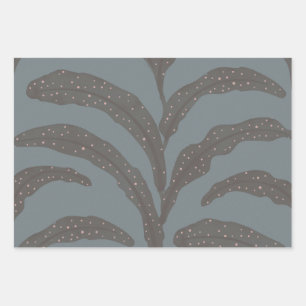 Hoja De Papel De Regalo Patrón moderno de hoja de palma tropical de carbón