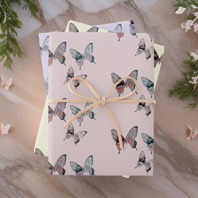 Hoja De Papel De Regalo Patrón moderno de mariposa (Subido por el creador)