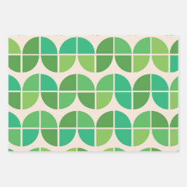 Hoja De Papel De Regalo  Patrón moderno de mediados de siglo con verde geo