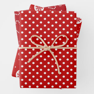 Hoja De Papel De Regalo Patrón moderno de puntos geométricos rojos y blanc