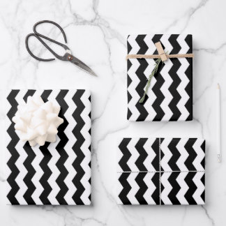 Hoja De Papel De Regalo Patrón moderno de rayas negras y blancas Chevron