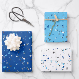 Hoja De Papel De Regalo Patrón moderno de Terrazzo gris azul