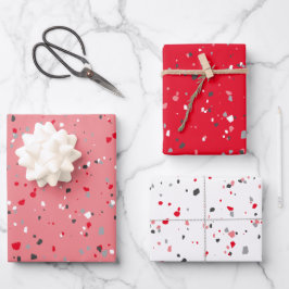 Hoja De Papel De Regalo Patrón moderno de Terrazzo gris rosado rojo