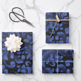 Hoja De Papel De Regalo Patrón moderno, elegante, festivo, de color azul o