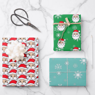 Hoja De Papel De Regalo Patrón moderno festivo divertido de Santa Face