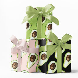 Hoja De Papel De Regalo Patrón Moderno Pastel Rosa Y Aguacate Verde