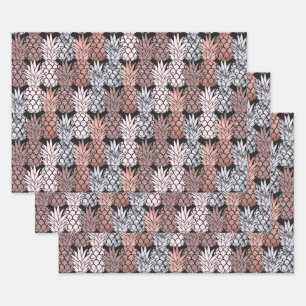 Hoja De Papel De Regalo Patrón moderno Rosa Purpurina oro piña rosa