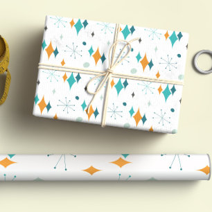 Hoja De Papel De Regalo Patrón moderno Starburst Mid Century