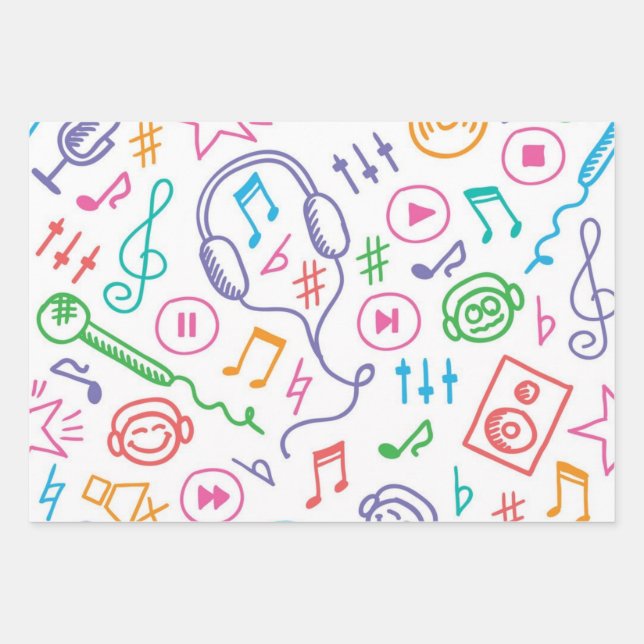 Hoja De Papel De Regalo Patrón musical (Anverso)