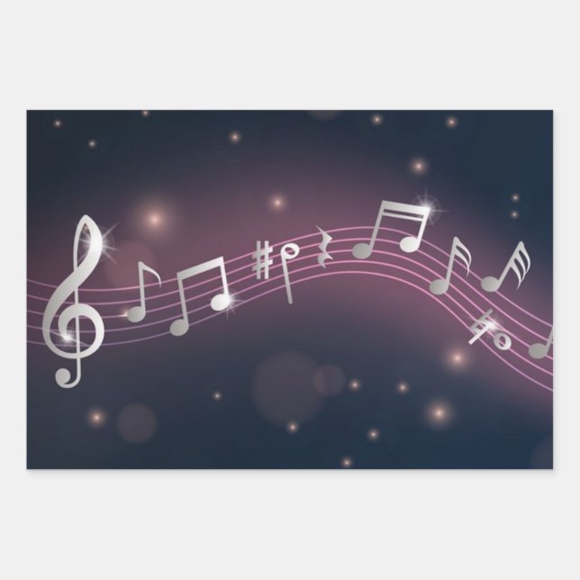 Hoja De Papel De Regalo Patrón musical (Anverso)