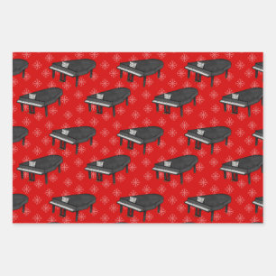 Hoja De Papel De Regalo Patrón musical de Piano Grande navidad
