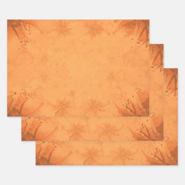Hoja De Papel De Regalo Patrón Naranja marrón victoriano de otoño (Set)