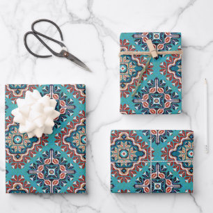 Hoja De Papel De Regalo Patrón Navajo Mosaico de los indios nativos americ