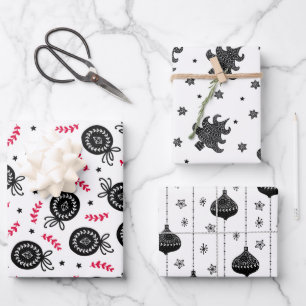 Hoja De Papel De Regalo Patrón navideño estilo escandinavo de los navidade