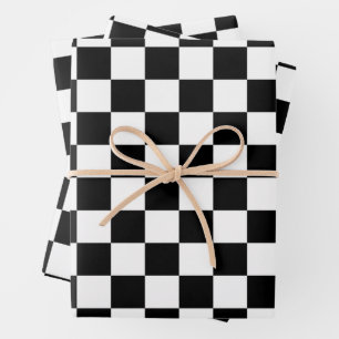 Hoja De Papel De Regalo Patrón negro y blanco verificado