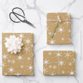 Hoja De Papel De Regalo Patrón Neutral Tan Boho Snowflake