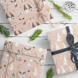 Hoja De Papel De Regalo Patrón neutro Beige de Gnome Cute moderno