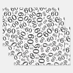 Hoja De Papel De Regalo Patrón número aleatorio blanco/negro 60 por 60 a