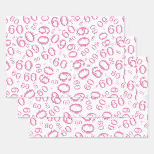 Hoja De Papel De Regalo Patrón número aleatorio blanco/rosado 60 por cumpl