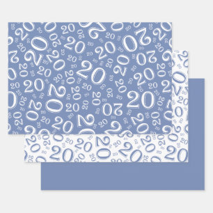 Hoja De Papel De Regalo Patrón número azul y blanco 20 de cumpleaños