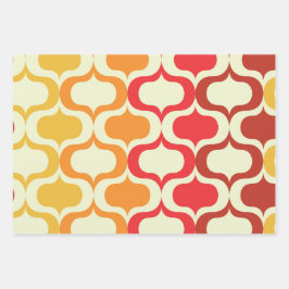 Hoja De Papel De Regalo Patrón Ombre Ogee en naranja, mandarina y rojo