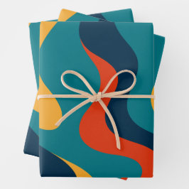 Hoja De Papel De Regalo Patrón ondulado retro moderno abstracto 