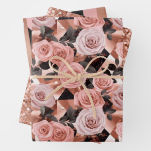 Hoja De Papel De Regalo Patrón oro Rosa