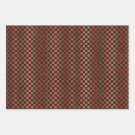 Hoja De Papel De Regalo Patrón oro verde rojo navidades