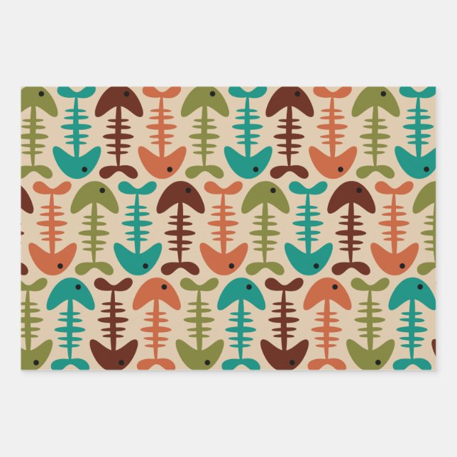 Hoja De Papel De Regalo Patrón óseo de peces curados (Anverso)