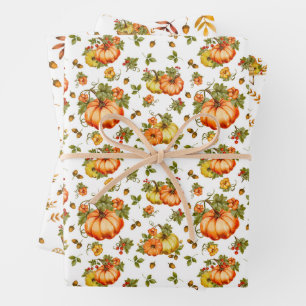 Hoja De Papel De Regalo Patrón otoño de calabaza acuática