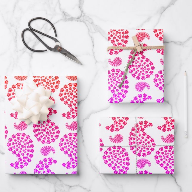 Hoja De Papel De Regalo Patrón Paisley de impresión de pastas de perro col (Anverso)