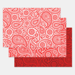 Hoja De Papel De Regalo Patrón paisley vintage rojo y blanco navidad